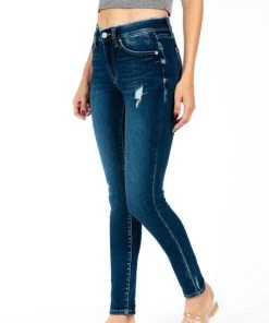 Kancan Kennedy Mid Rise Distressed Denim Bottoms