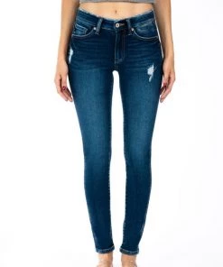 Kancan Kennedy Mid Rise Distressed Denim Bottoms