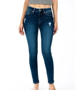 Kancan Kennedy Mid Rise Distressed Denim Bottoms