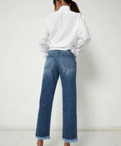 Kancan Cameron Frayed High Rise Straight Jeans Bottoms