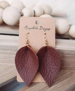 Annabela Designs Leather Leaf Earrings Accessories