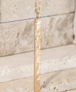 Urbanista Hammered Metal Bar Pendant Necklace