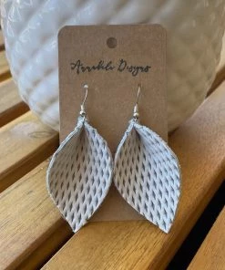 Annabela Designs Accessories Leather Leaf Textured Geometric Earrings