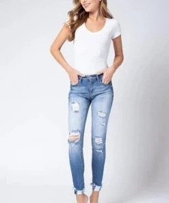 Kancan Freddie Mid Rise Distressed Denim