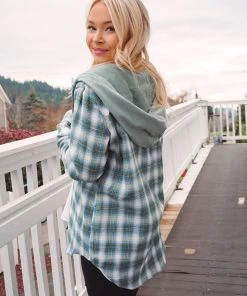 Hem & Thread Paige Plaid Hoodie Tops