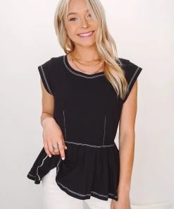 Hem & Thread Back In Town Peplum Tops