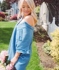 La Miel Coral Gauze Top Tops