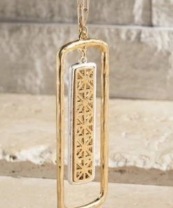 Urbanista Accessories Filigree Bar Long Pendant Necklace