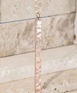 Urbanista Hammered Metal Bar Pendant Necklace