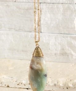 Urbanista Accessories Brass & Oval Natural Stone Necklace