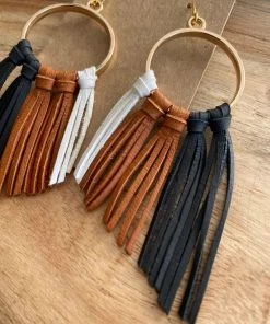 Annabela Designs Ombré Deerskin Leather Fringe Hoop Earrings Accessories