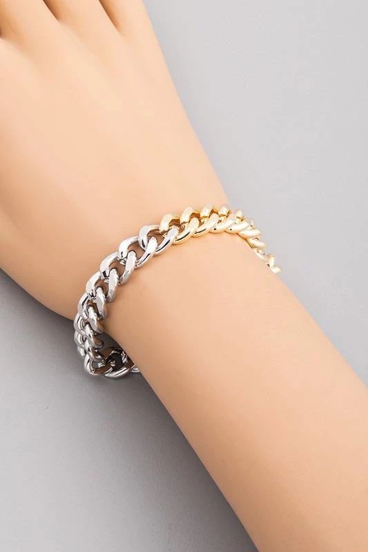 Fame Accessories Half & Half Chain Bracelet 2 Fame Accessories Half & Half Chain Bracelet
