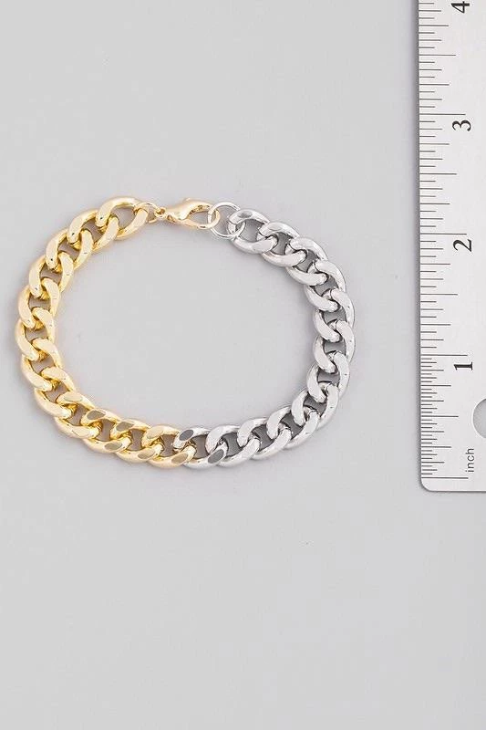 Fame Accessories Half & Half Chain Bracelet 3 Fame Accessories Half & Half Chain Bracelet