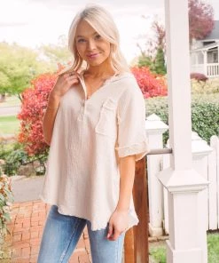 La Miel Coral Gauze Top Tops