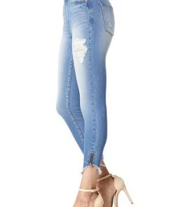 Kancan Brooks Mid Rise Distressed Denim