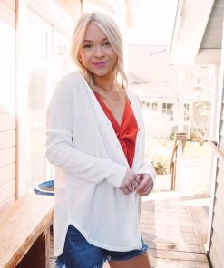 La Miel Tops Paxton Waffle Cardigan