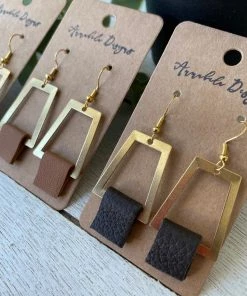 Annabela Designs Gold Fold Leather Earrings Accessories