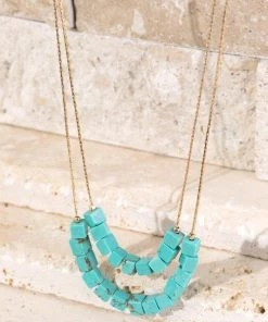Urbanista Natural Stone Cube Layered Necklace Accessories