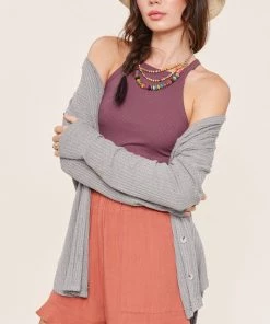 La Miel Tops Paxton Waffle Cardigan