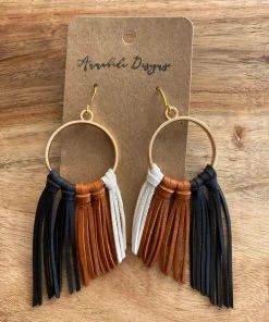 Annabela Designs Ombré Deerskin Leather Fringe Hoop Earrings Accessories