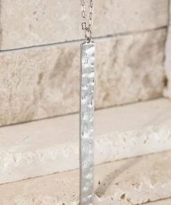 Urbanista Hammered Metal Bar Pendant Necklace