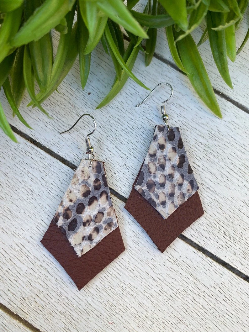 Annabela Designs Accessories Leather Drop Layered Snakeskin Earrings 4 Annabela Designs Accessories Leather Drop Layered Snakeskin Earrings