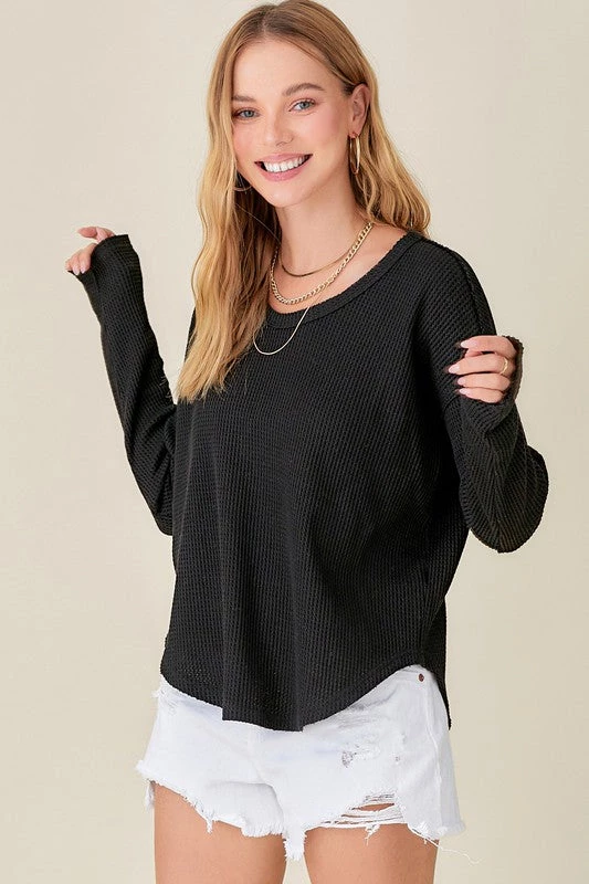 La Miel New Arrivals Clarissa Waffle Top 4 La Miel New Arrivals Clarissa Waffle Top