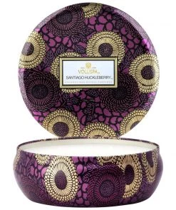 Voluspa Santiago Huckleberry 3 Wick Tin Candle Gifts + Home Accents