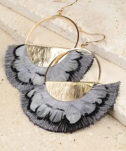 Sublime Clothing Boutique Semicircle Feather Earrings Accessories