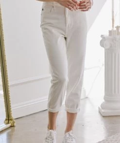 La Miel Bottoms Bali High Rise White Mom Jean