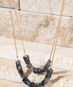 Urbanista Natural Stone Cube Layered Necklace Accessories