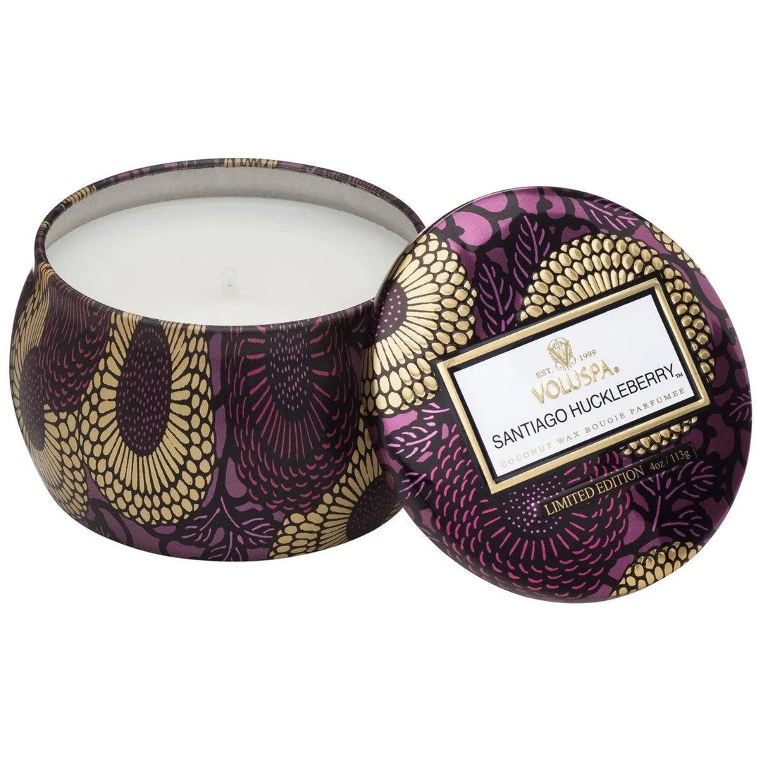 Voluspa Santiago Huckleberry 3 Wick Tin Candle Gifts + Home Accents 3 Voluspa Santiago Huckleberry 3 Wick Tin Candle Gifts + Home Accents