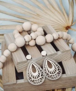 Urbanista Accessories Paisley Wooden Tear Drop Earring