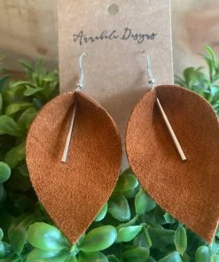 Annabela Designs Accessories Suede Leaf Bar Earrings