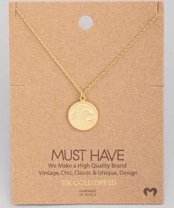 Fame Accessories Wave Coin Pendant Necklace