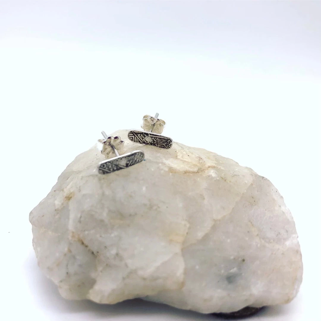 Twisted Designs By Beth Twisted Designs Oval Textured Bar Studs 1 Twisted Designs By Beth Twisted Designs Oval Textured Bar Studs