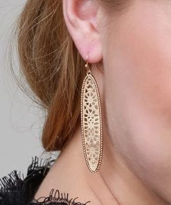 Sublime Clothing Boutique Accessories Two Tone Tile Oval Hook Earring