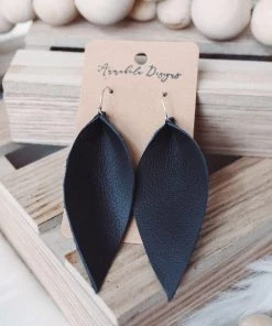 Annabela Designs Leather Leaf Earrings Accessories