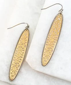 Sublime Clothing Boutique Accessories Two Tone Tile Oval Hook Earring