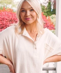 La Miel Coral Gauze Top Tops