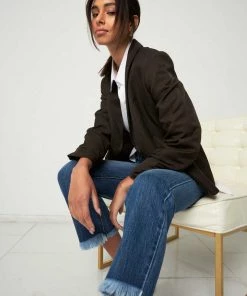 Kancan Cameron Frayed High Rise Straight Jeans Bottoms