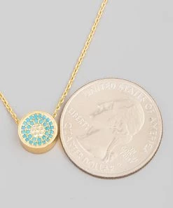 Fame Accessories Pave Mini Circle Pendant Necklace