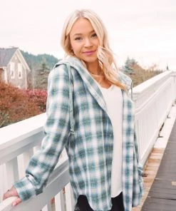 Hem & Thread Paige Plaid Hoodie Tops