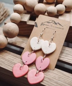 Kathy Smith Artistic Perspective Accessories Heart Trio Clay Earrings