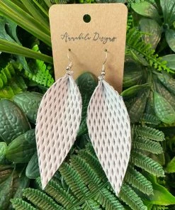 Annabela Designs Accessories Leather Leaf Textured Geometric Earrings