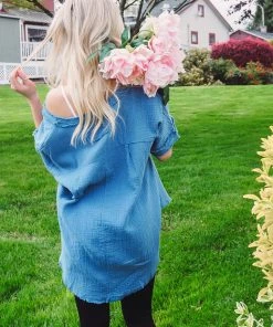 La Miel Coral Gauze Top Tops