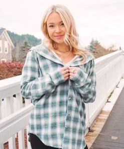 Hem & Thread Paige Plaid Hoodie Tops