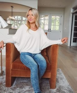 Charlotte Avery French Terry V Neck Dolman Tops