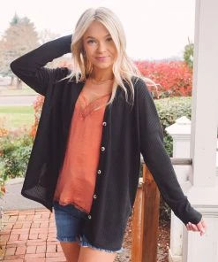 La Miel Tops Paxton Waffle Cardigan