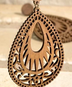 Urbanista Accessories Paisley Wooden Tear Drop Earring